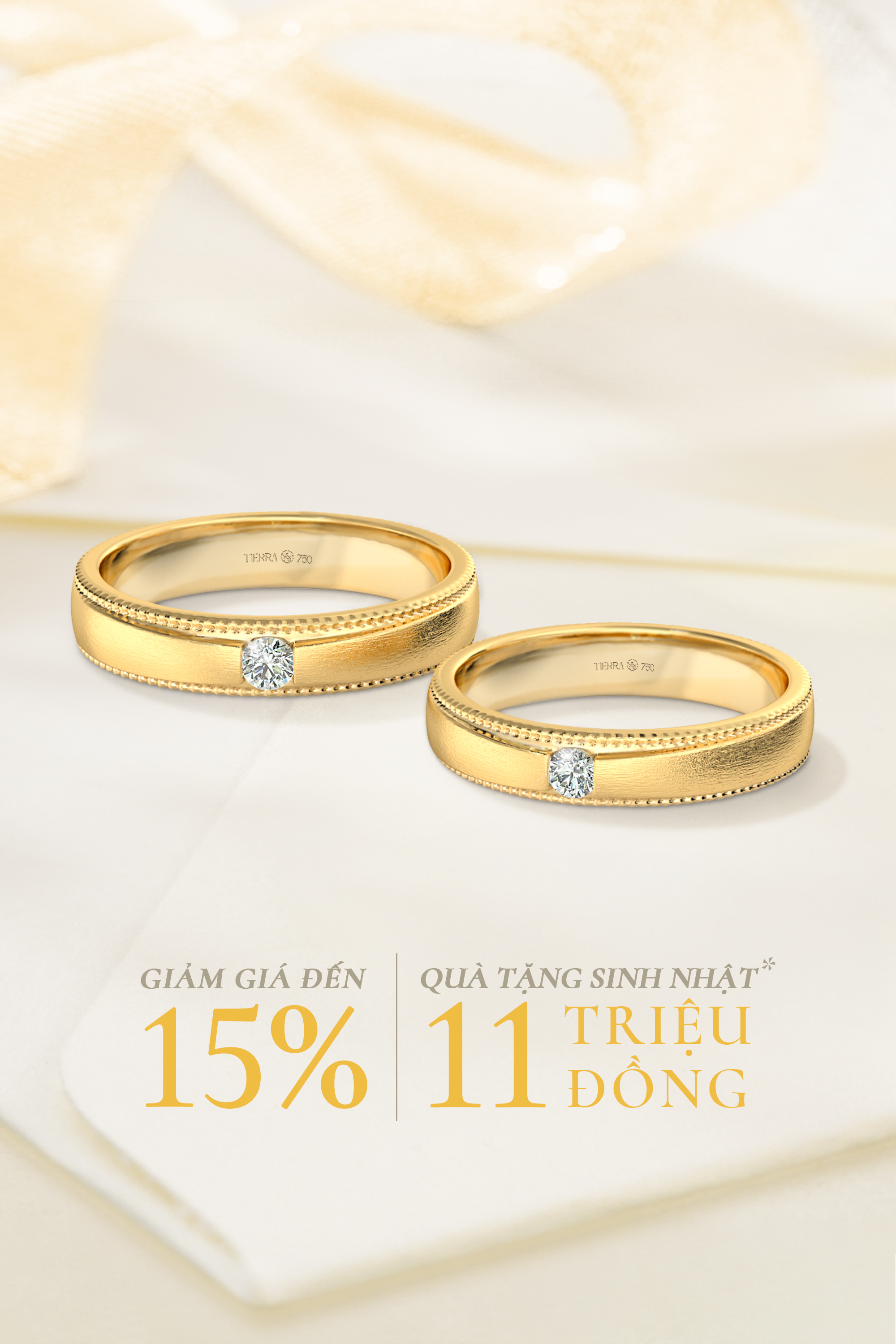 Khuyến mãi hot nhất mùa cưới - Ưu đãi nhẫn cưới đến 15% và tặng thêm dây chuyền kim cương(*)